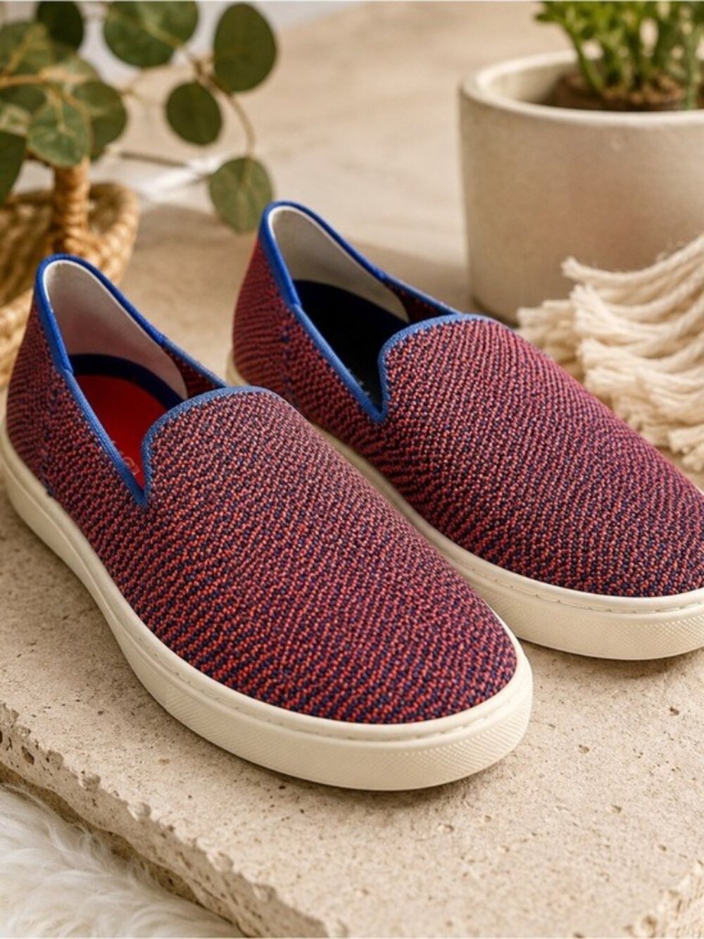 Rothy’s Tangerine Triple Stitch Slip On Sneakers Authentic Retired Shoes Sz 6
